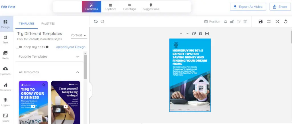 editing realtor tiktok post with predis