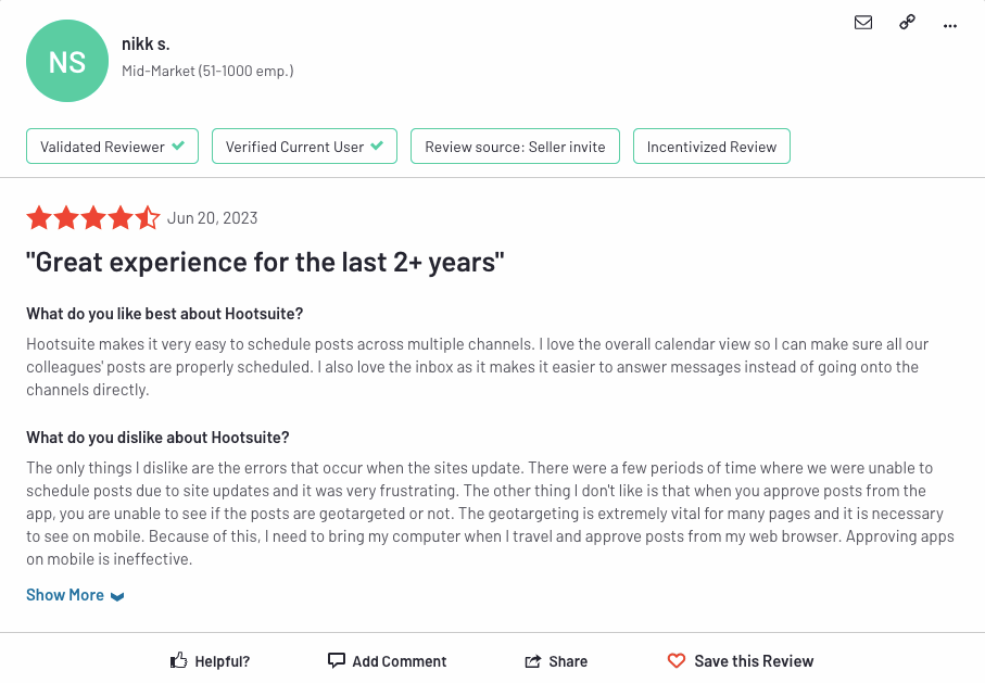 hootsuite reviews