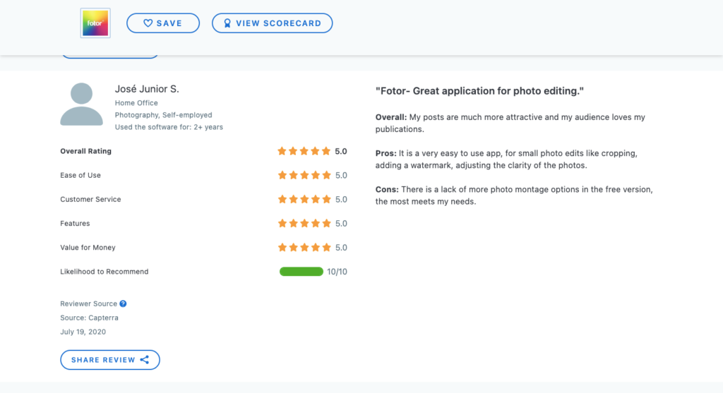 Fotor - User review