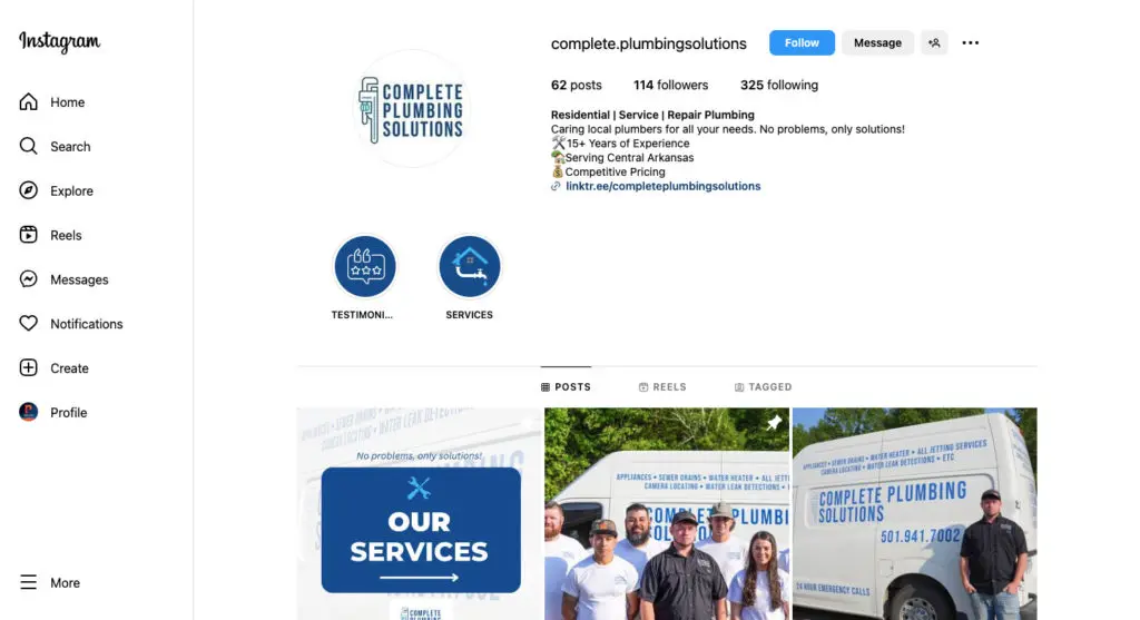 Optimizing profile for plumbing account