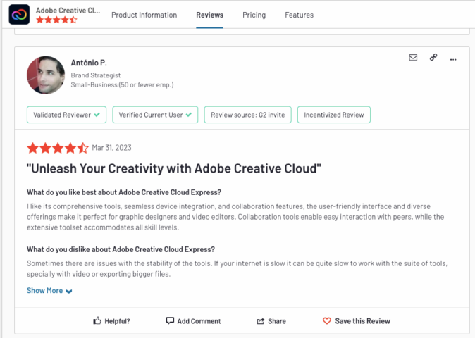 Adobe Express's User review