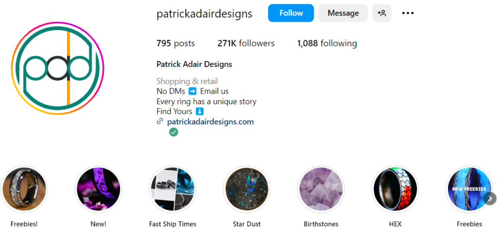 Patrick adair designs Instagram bio