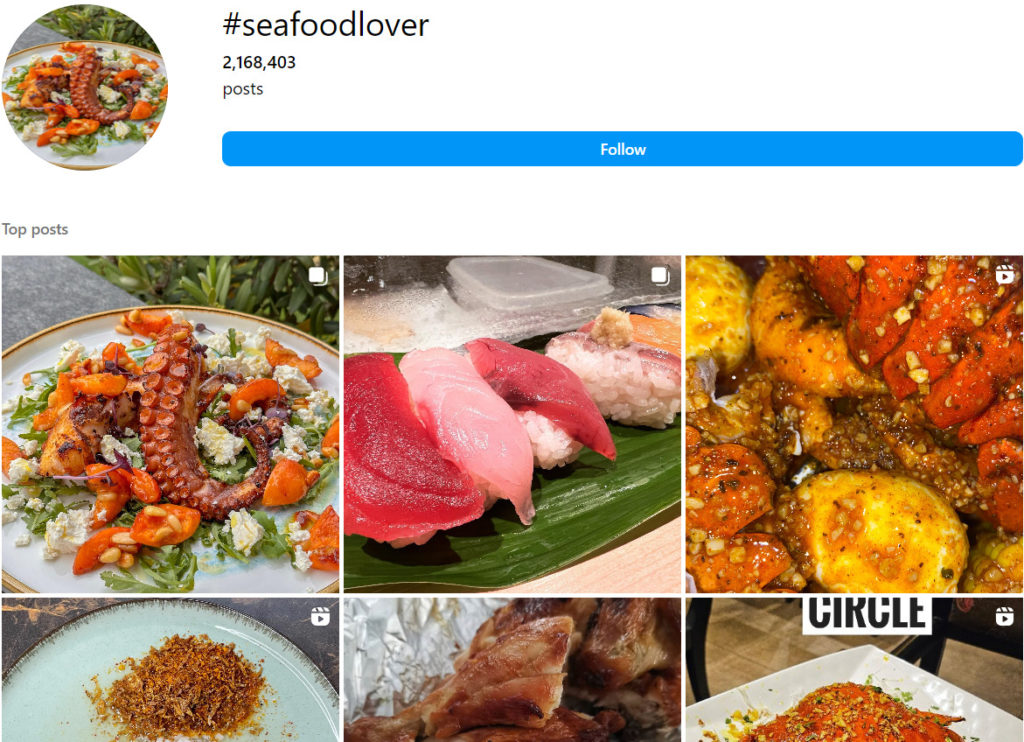 Seafood Instagram Hashtag