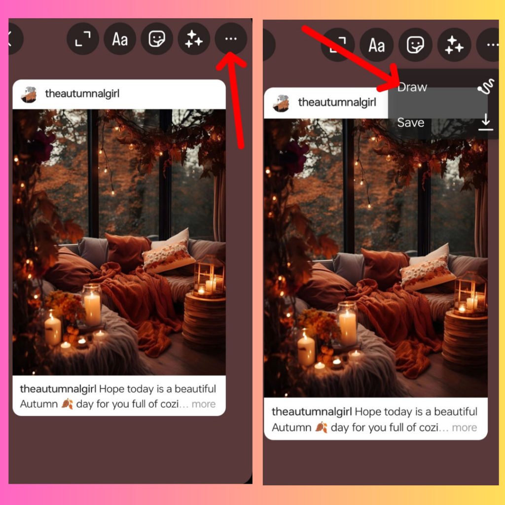 How to change the background color on the Instagram story when reposting?