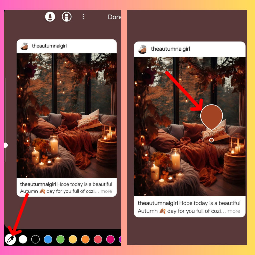 How to change the background color on the Instagram story when reposting?