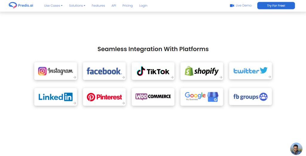 Predis.ai bezproblemowo integruje się z maksymalnie 10 platformami mediów społecznościowych
