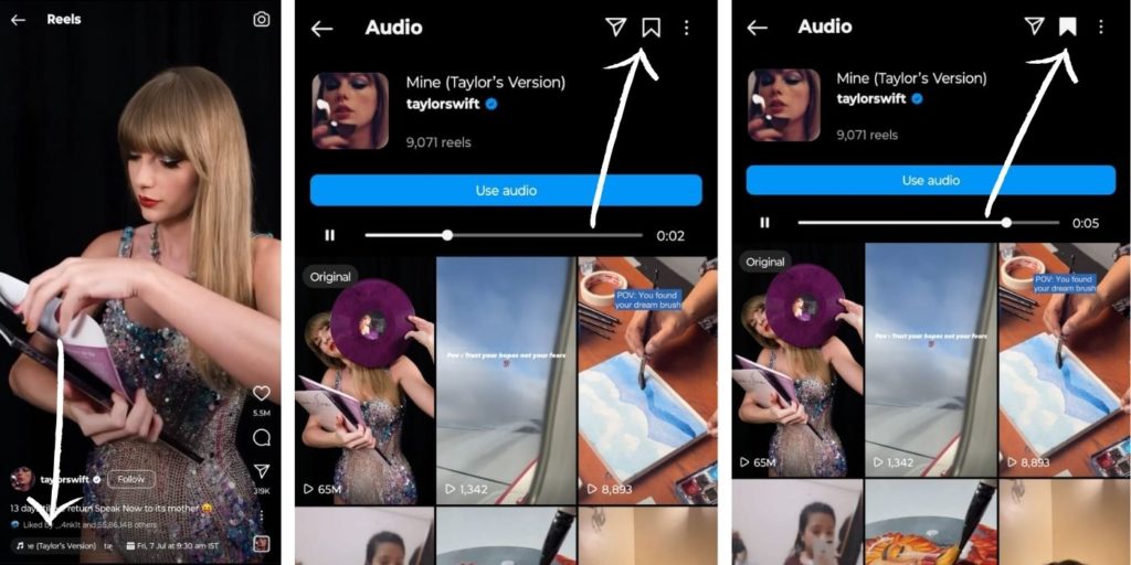 Simpan lagu di Instagram melalui reels