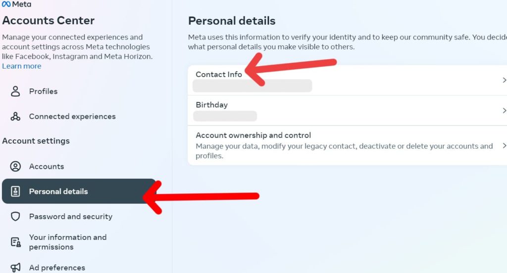 Accessing 'Personal Details' for changing Email on Instagram from Desktop 