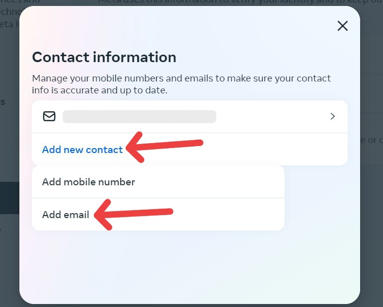 Accessing 'Contact Information' page for changing Email on Instagram from Desktop 