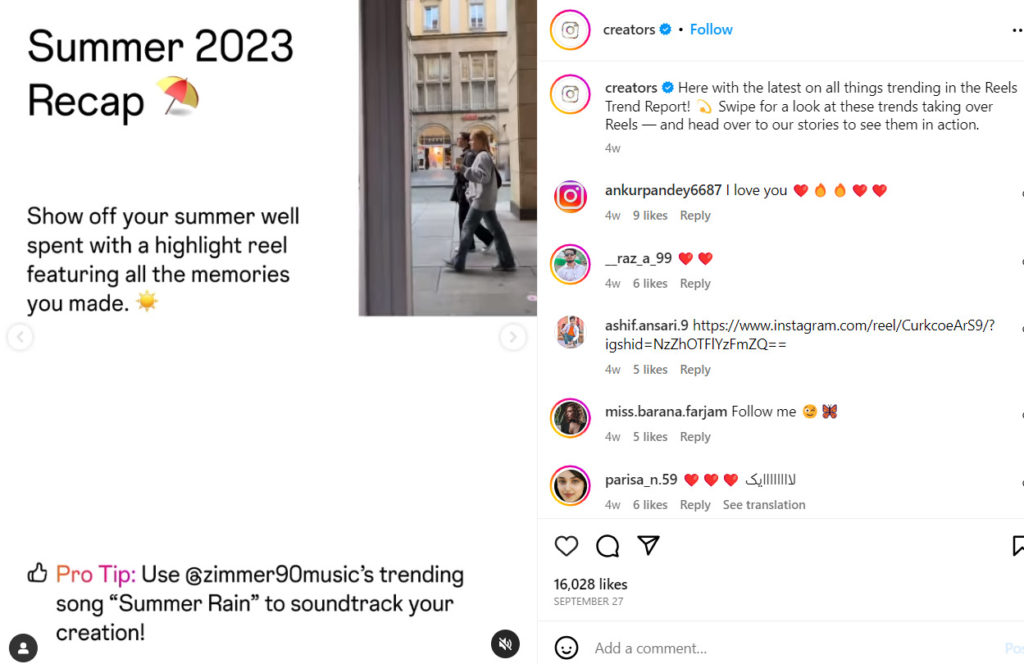 Instagram reels as a social media content ideas for November