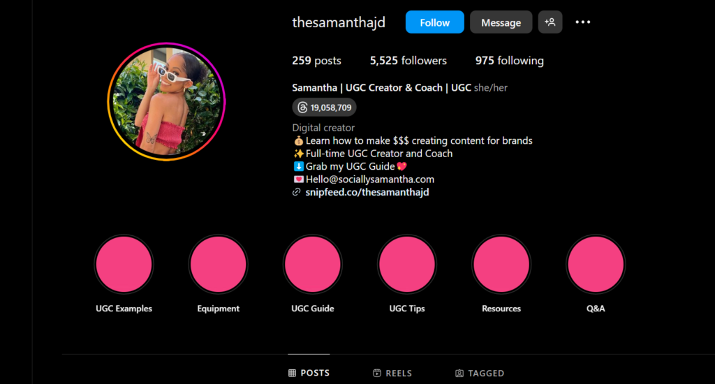 Optimizing Instagram profile for UGC Creator on Instagram