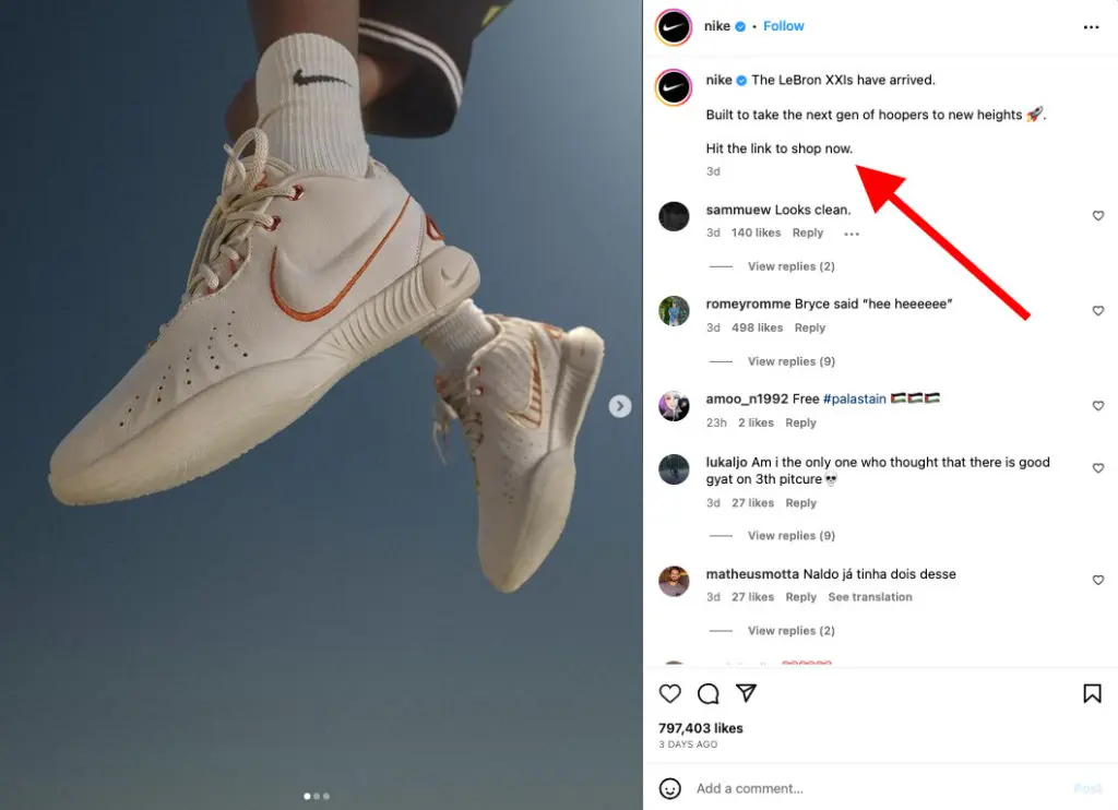 Do not use more than 1 or 2 CTAs on Instagram