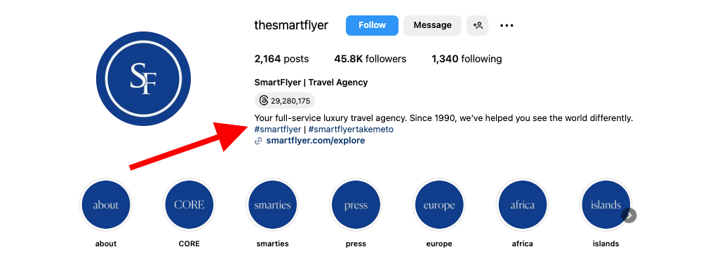 Product and services on Instagram bio