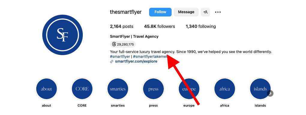 Use relevant keywords in Instagram bio