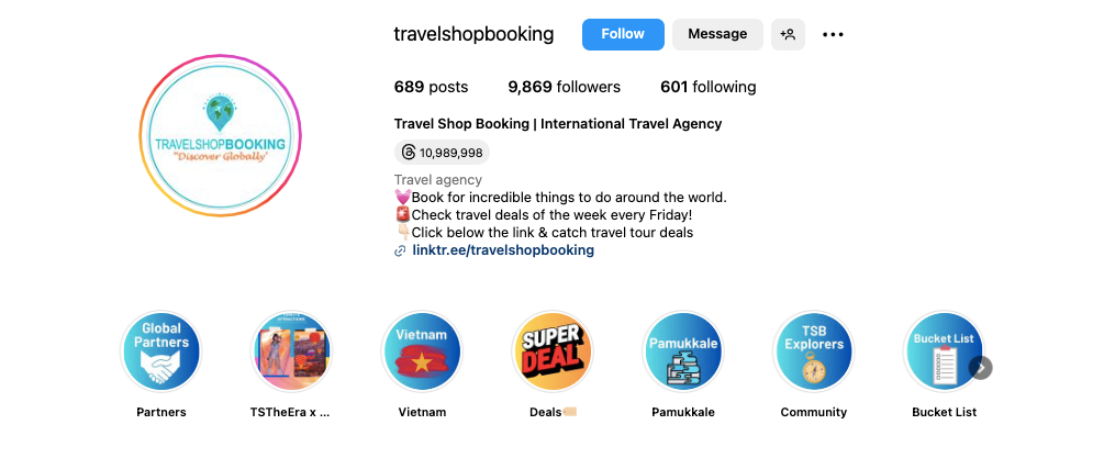 show products and services in travel agency highlights