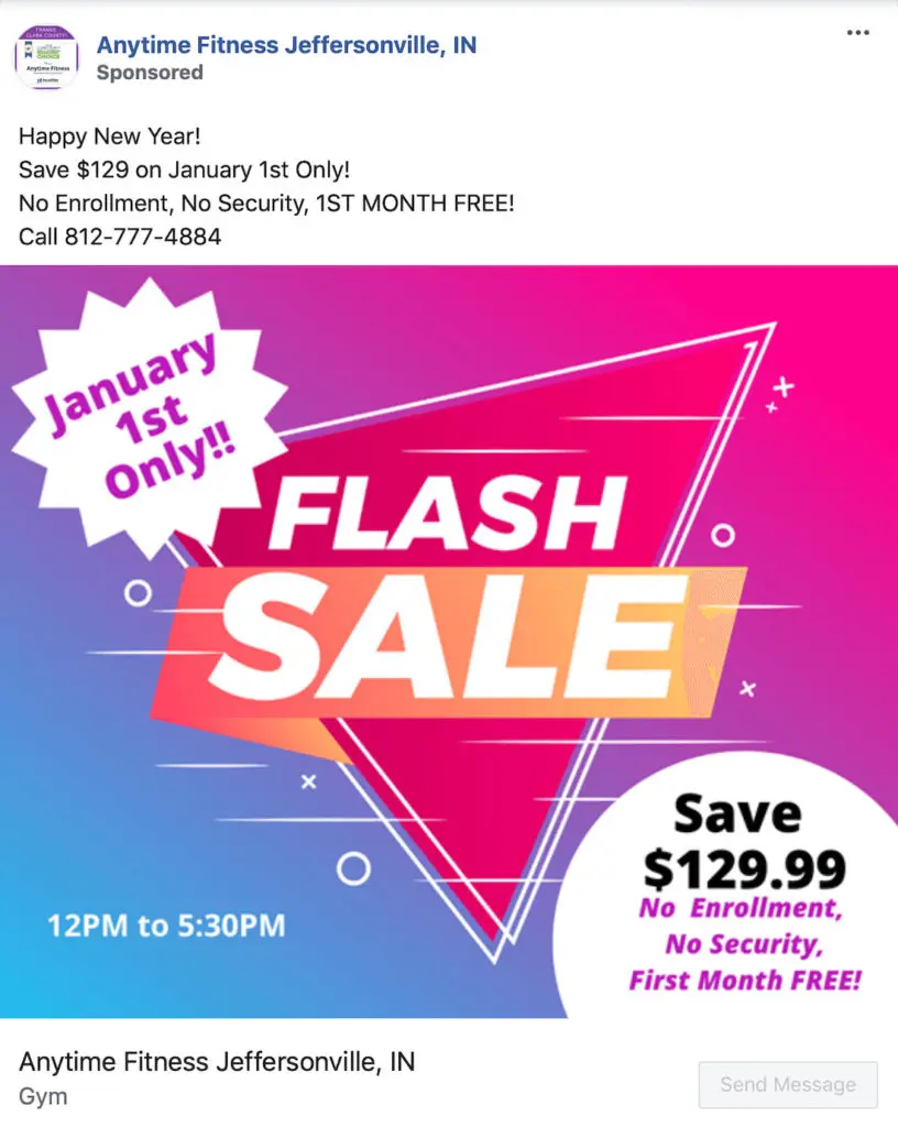Offers, sales, and discounts Facebook ad