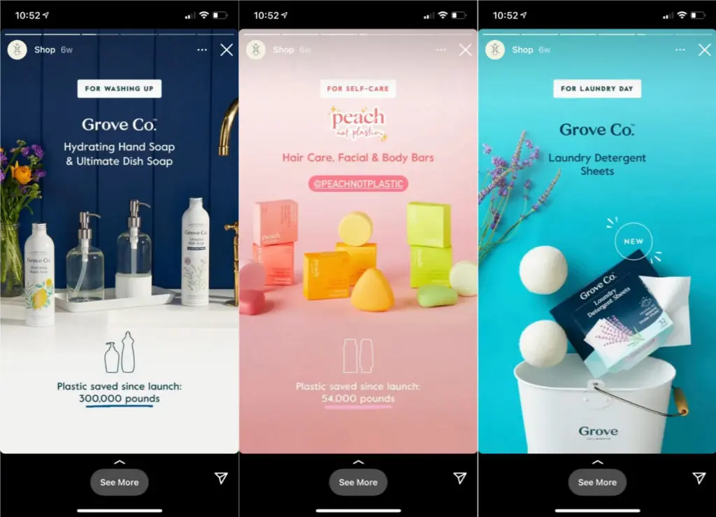 Product display on Instagram stories