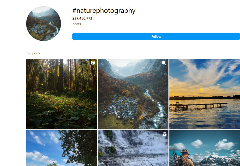 Hashtags pour la photographie de nature