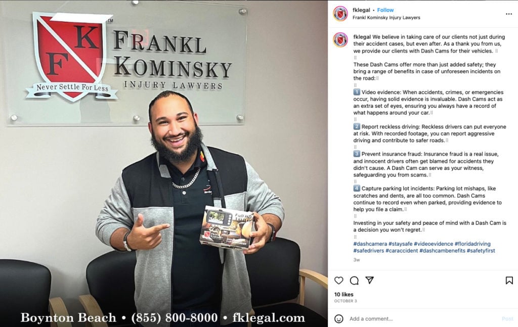 Frankl Kominski Injury Law Instagram post