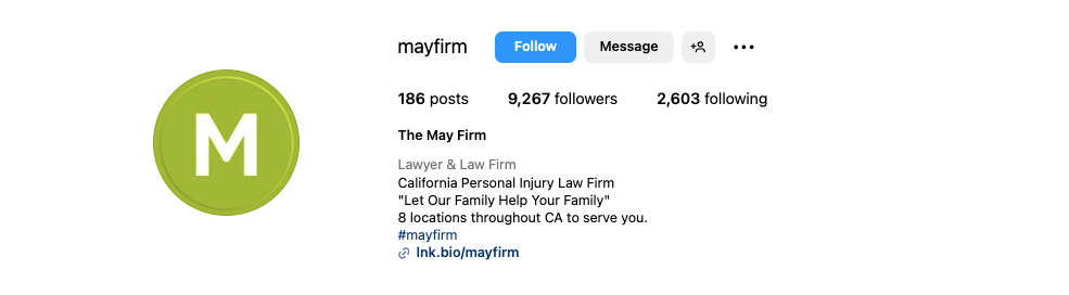 Instagram account of a law firm