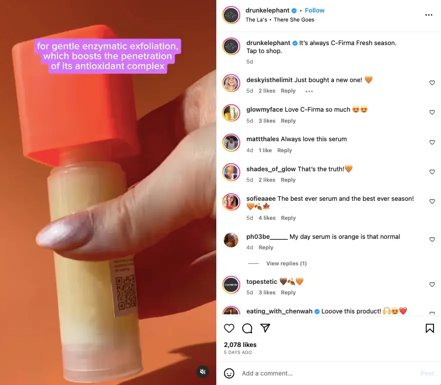 Example for Drunk Elephant's Narrative Post