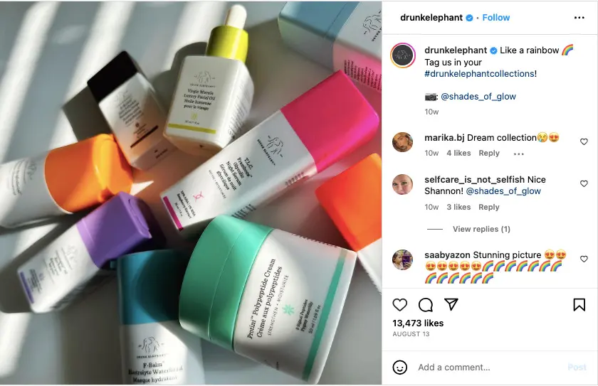 Drunk Elephant Rainbow Themed Branding