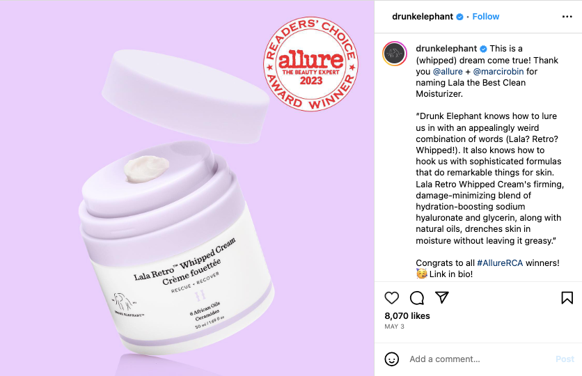 Drunk Elephant Word of Mouth post