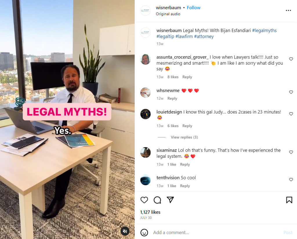 Instagram reel on legal myths