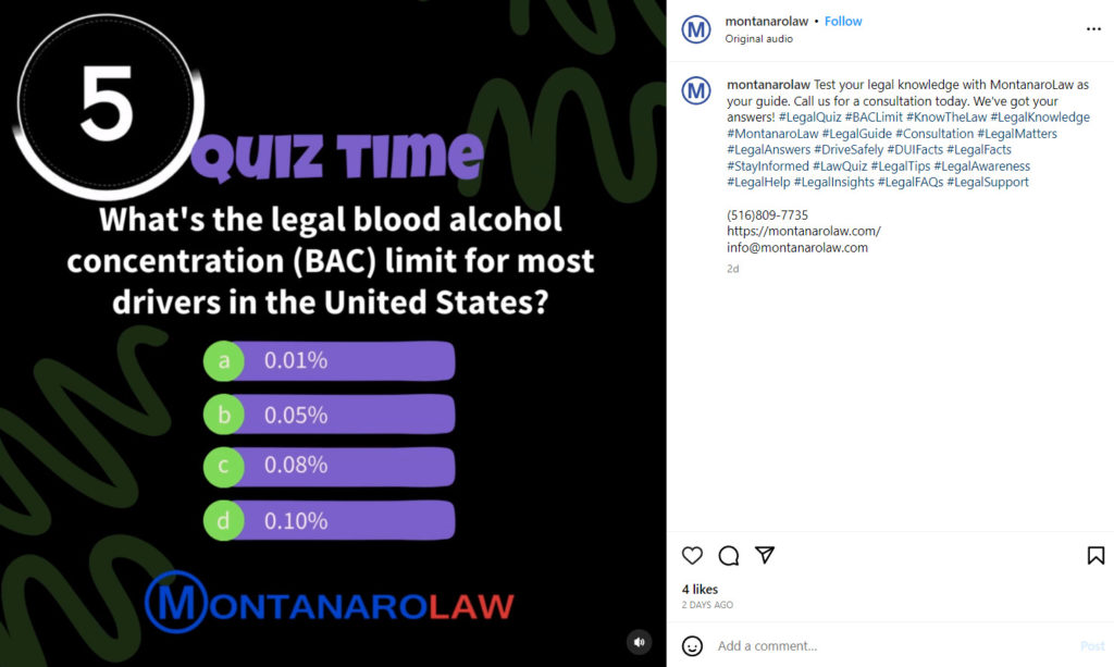 Instagram reel on legal FAQs