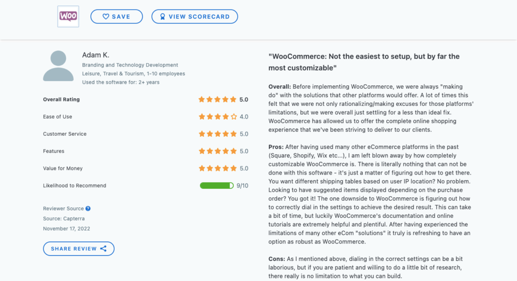 woocommerce review