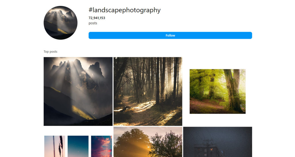 Hashtags para fotografia de paisagem