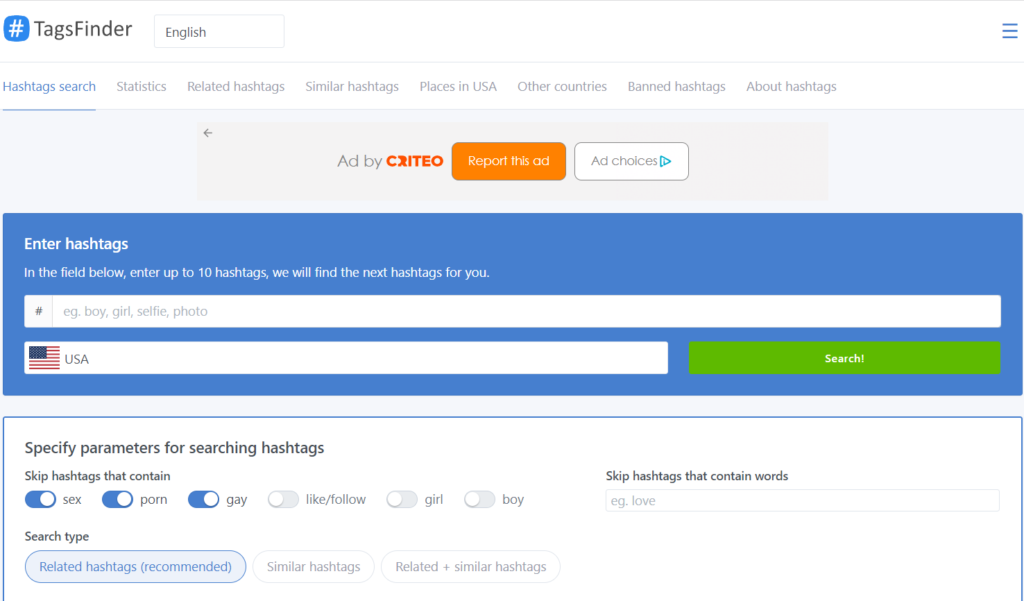 Tagsfinder Hashtag Generator