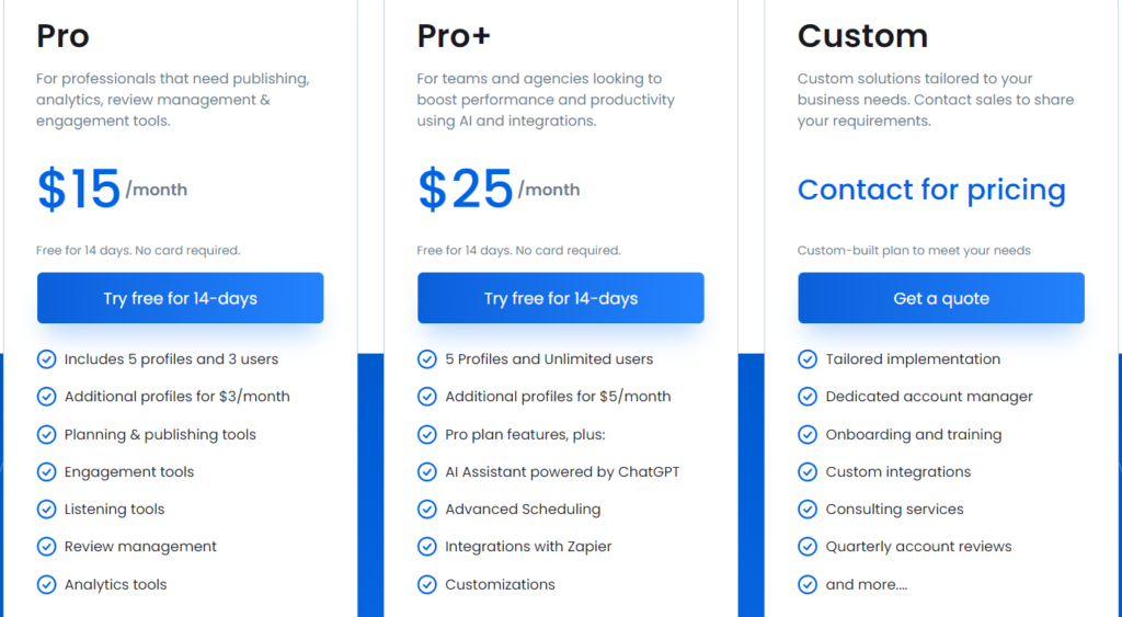 Vista social Pricing details