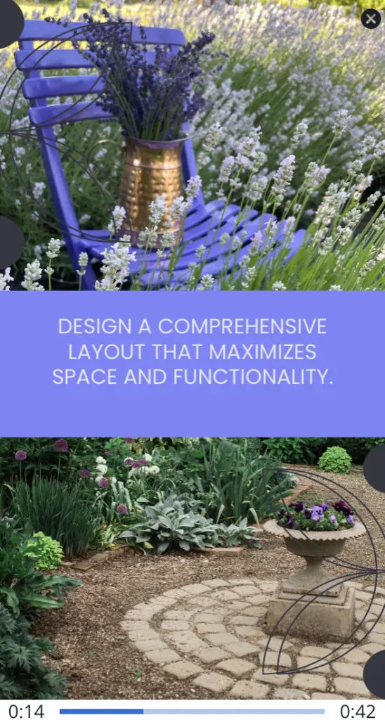 A blue chair in a garden
