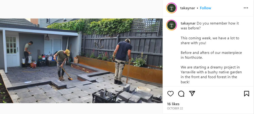 People working on a patio

