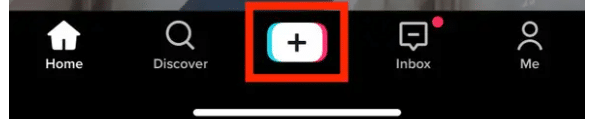 "+" icon on TIkTok to record a video