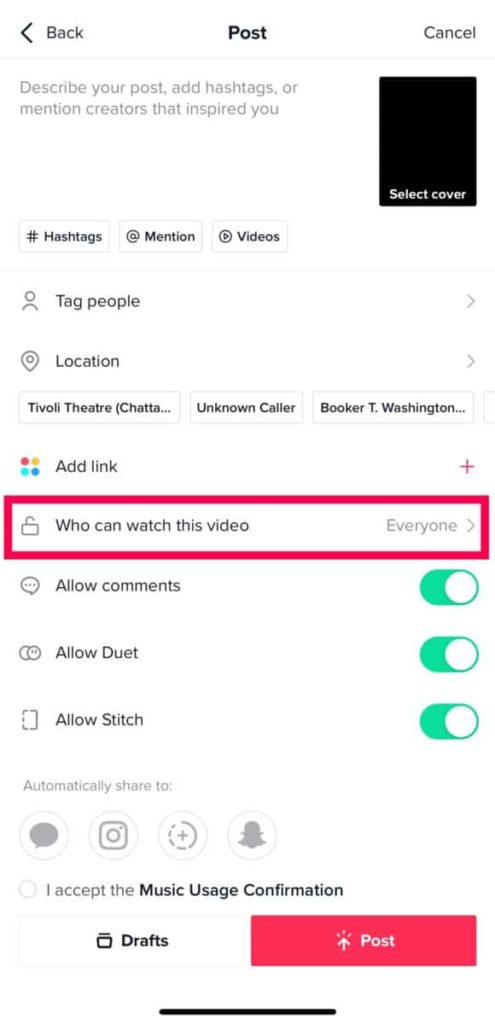 Select who can watch your video.