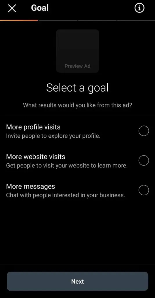 Setting goals for Instagram ads