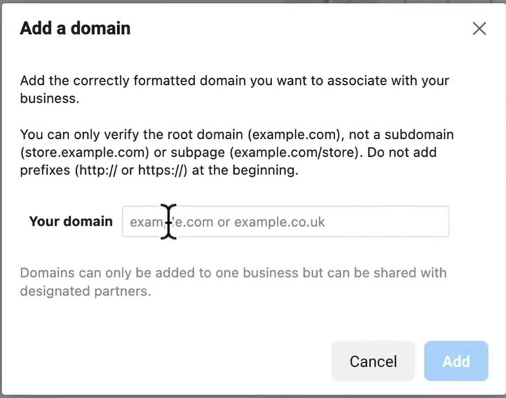 verify shopify domain with facebook