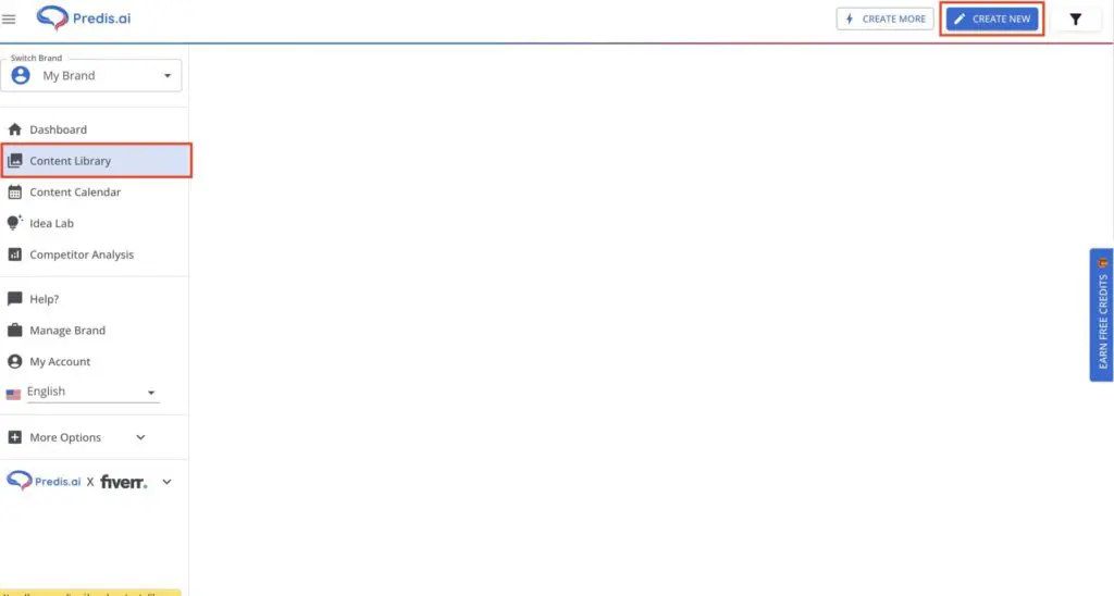 Navigating to Content Library on Predis.ai