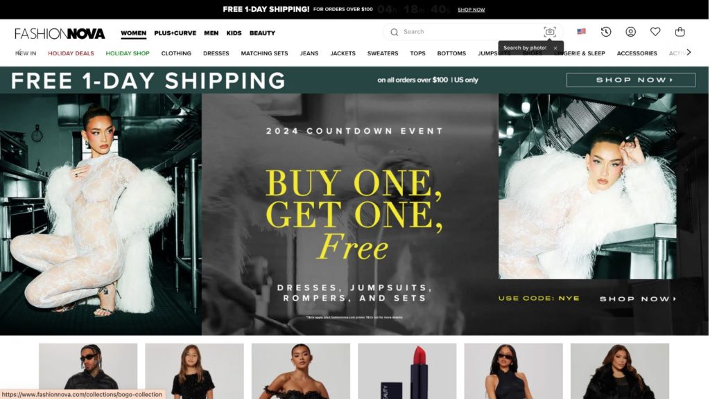 Fashion Nova online storefront