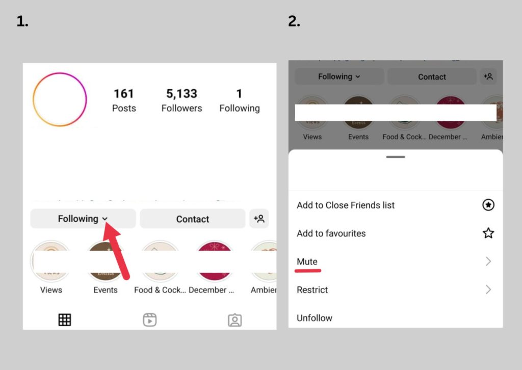 Mute a profile on Instagram