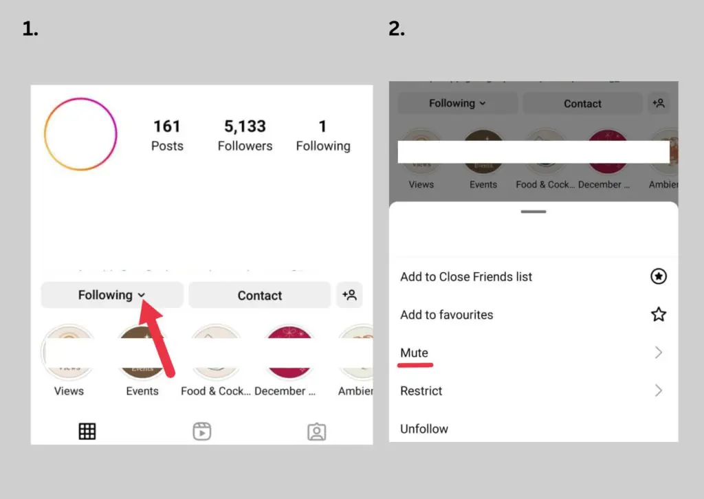 Mute a profile on Instagram