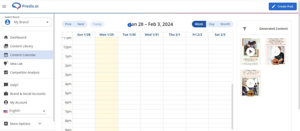 Predis.ai's social media tracker