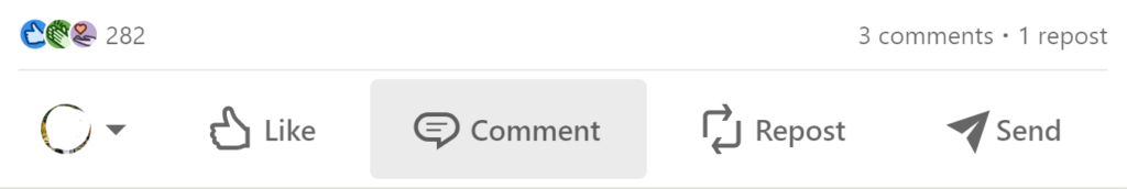 Interactions on a LinkedIn post