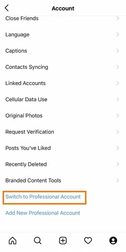Switching to Professional Account on Instagram