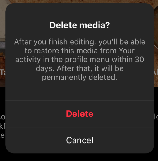 Notification to delete media