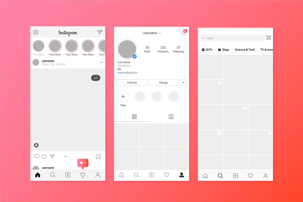 instagram stories interface template