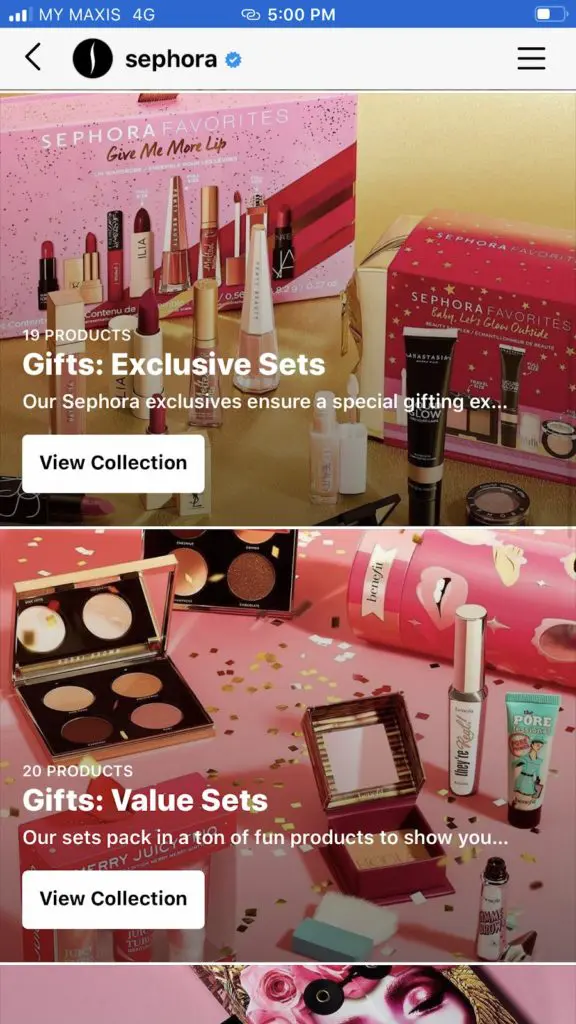 Items for purchase at a makeup brand