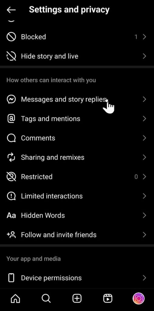 instagram messages and story replies